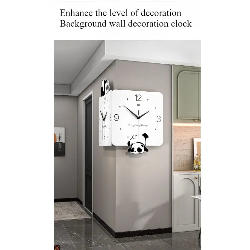 Double-Sided Corner Wall Clock For Living Room Modern Silent Design