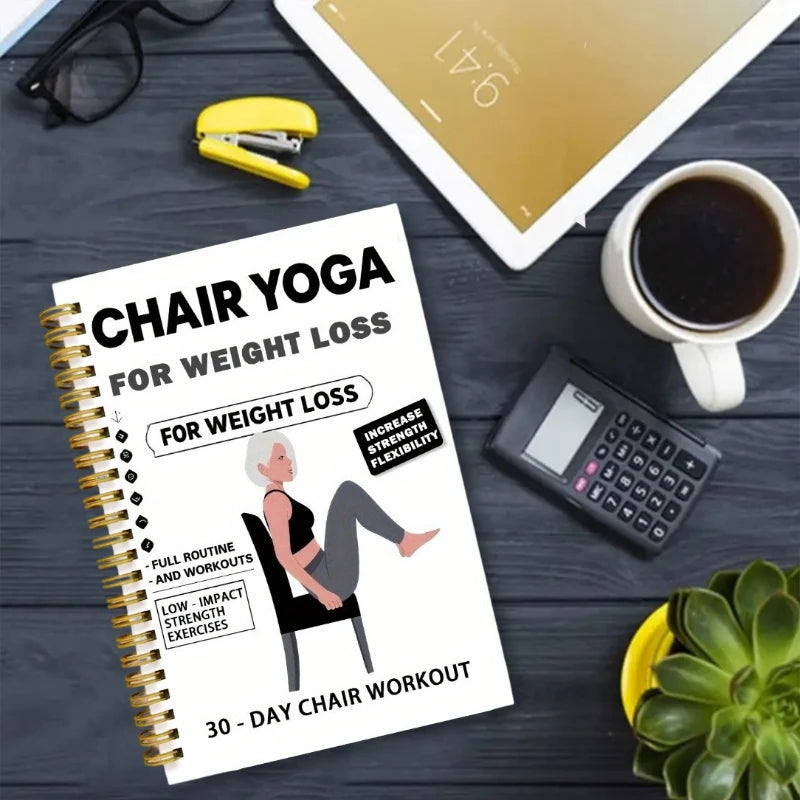 Chair Yoga Spiral Notebook With Guided Poses And Progress Tracking