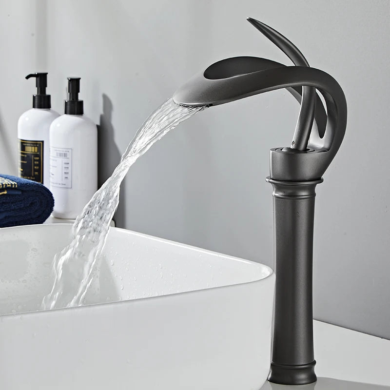 Bakala Waterfall Basin Faucet Deck Mounted Hot And Cold Brass