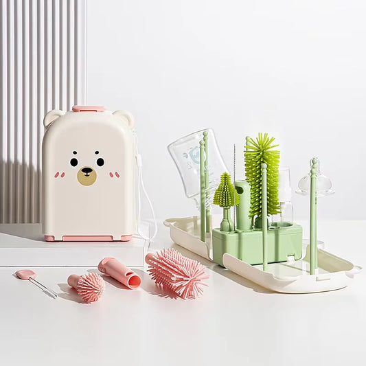 Travel Baby Bottle Brush Set With Silicone Brushes And Box