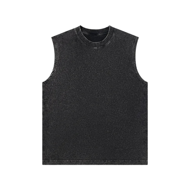 Cotton Men's Sleeveless Vest, Retro Washed Casual Style