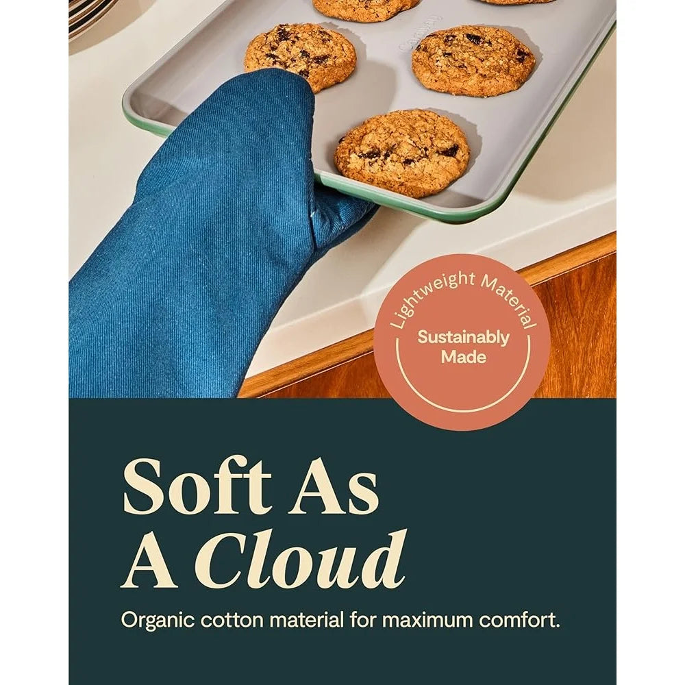 Organic Cotton Oven Mitts Set Of 2 Stain Resistant