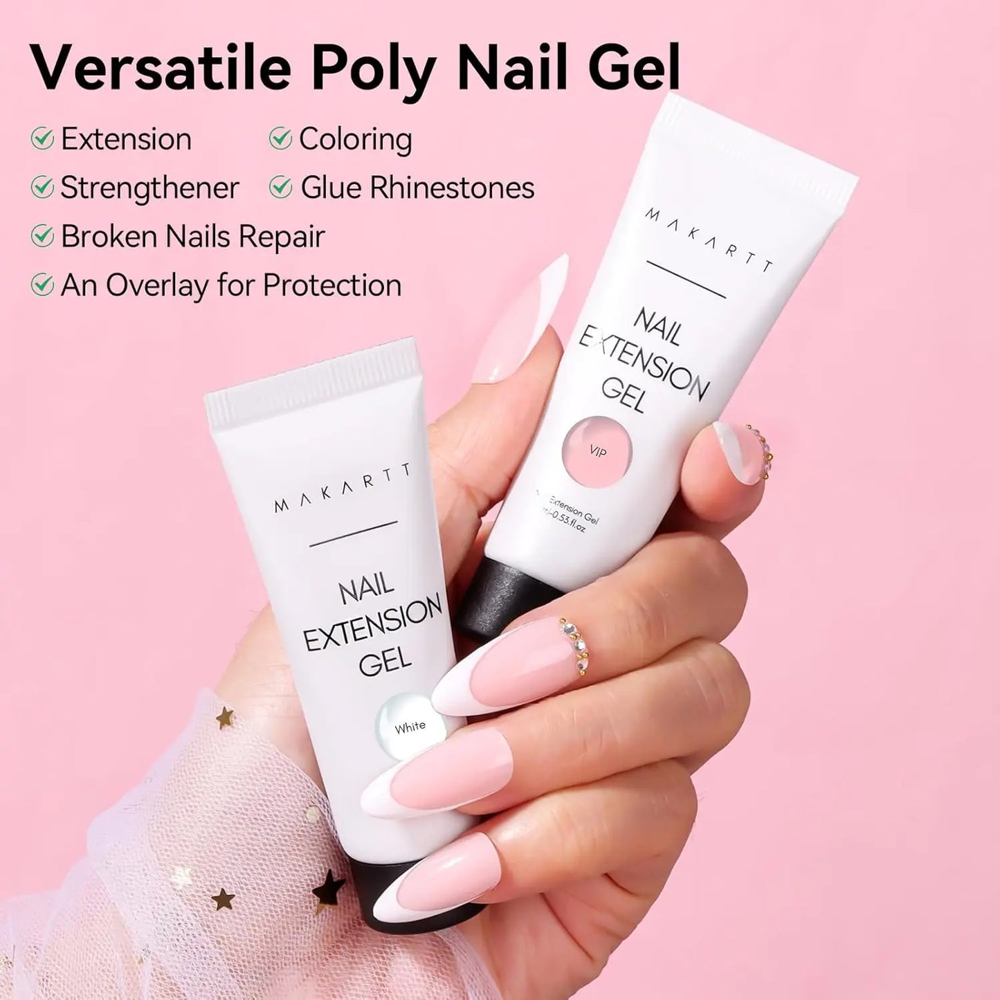 Makartt Poly Nail Gel French Manicure Kit With LED Lamp