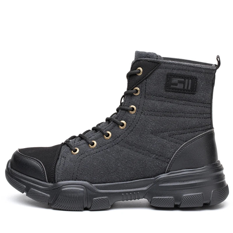 Men Steel Toe Work Boots Anti Smash Piercing Non Slip