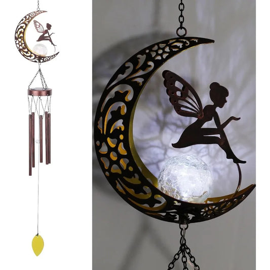 Fairy Wind Chimes Outdoor Moon Solar Lights LED Glass Ball