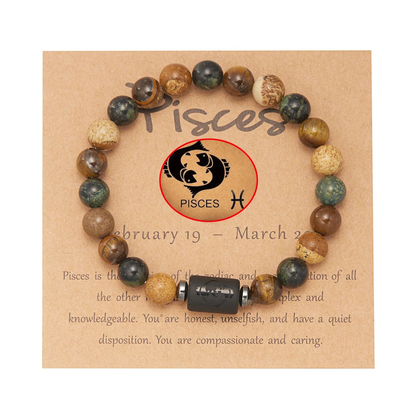 Lucky 12 Constellation Tiger Eye Bracelet Unisex Zodiac
