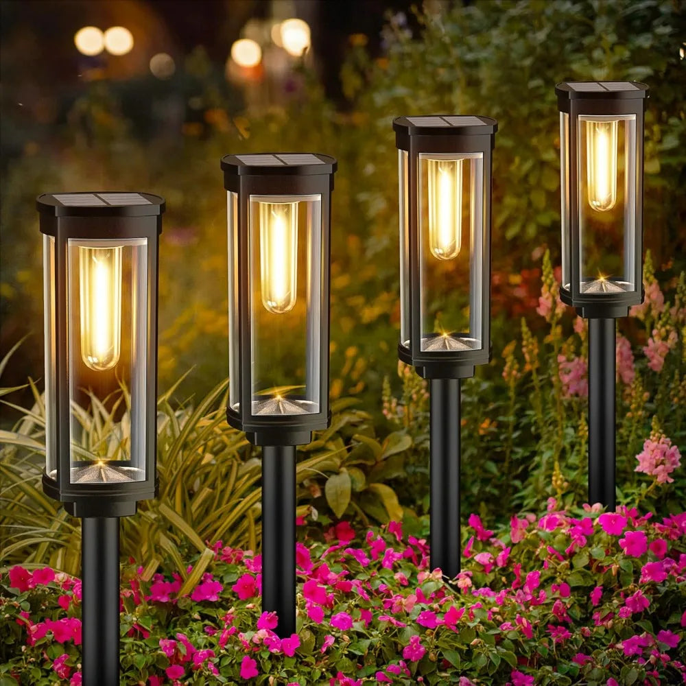 Bright Solar Pathway Lights Outdoor 8 Pack IP65 Waterproof