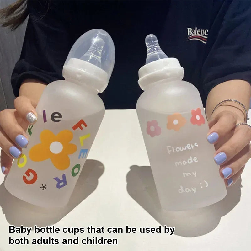 Cute Cartoon Water Bottle With Pacifier Straw For All Ages