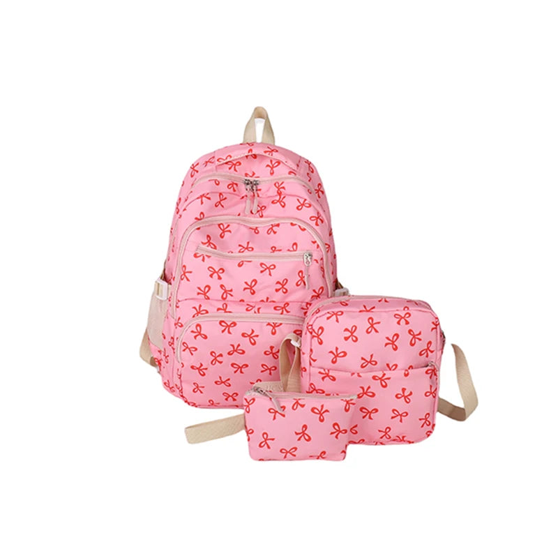 Bow Print Backpack Set With Crossbody Bag For Kids UltraDurablePremiumQualityMaterialConstruction