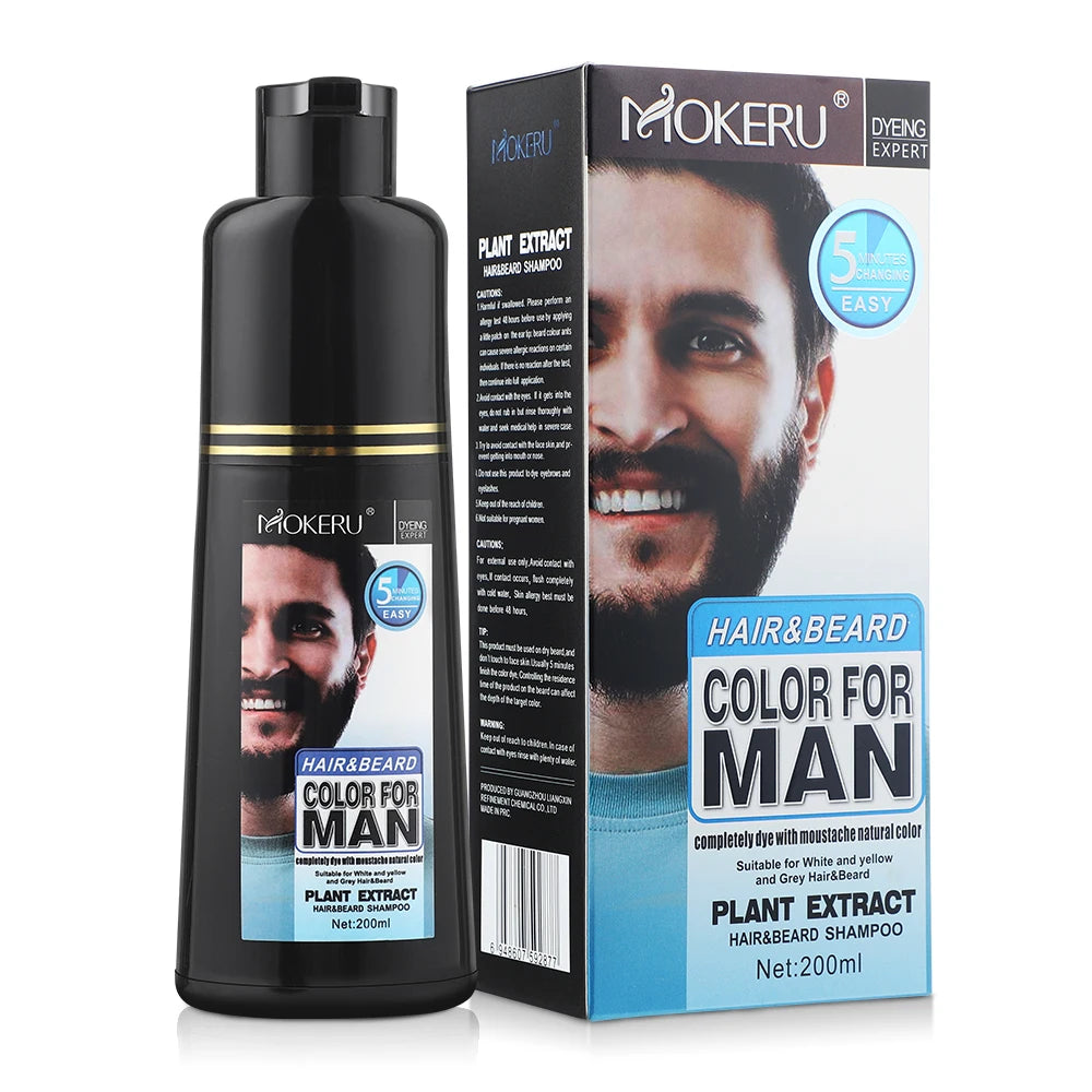 Beard Dye Shampoo Black Color For Men Grey Hair Repair