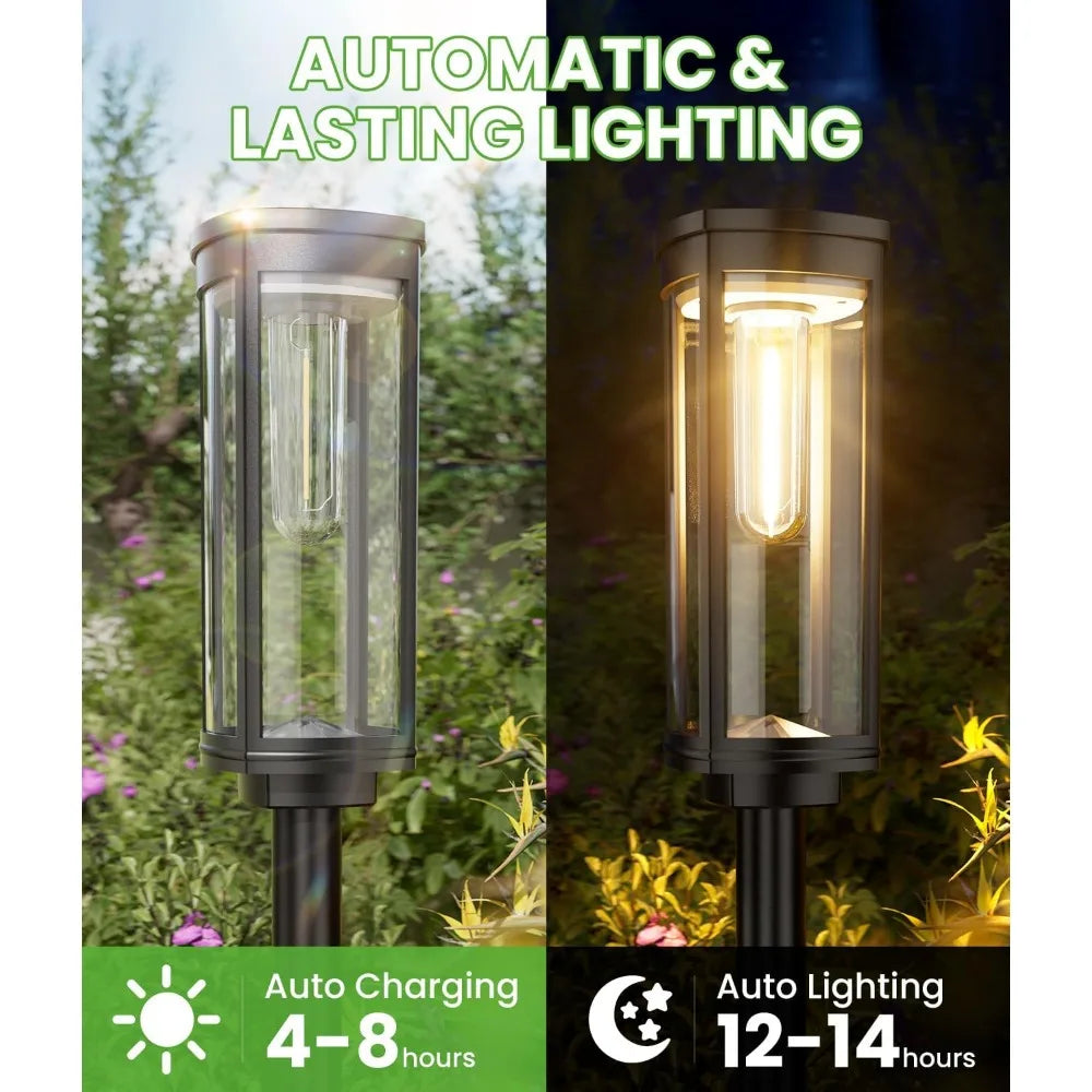 Bright Solar Pathway Lights Outdoor 8 Pack IP65 Waterproof