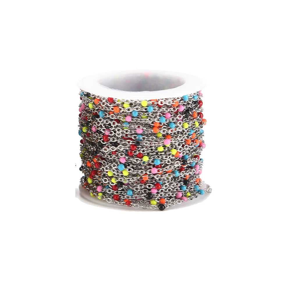 Touredbeads Stainless Steel Enamel Satellite Cable Link Chain