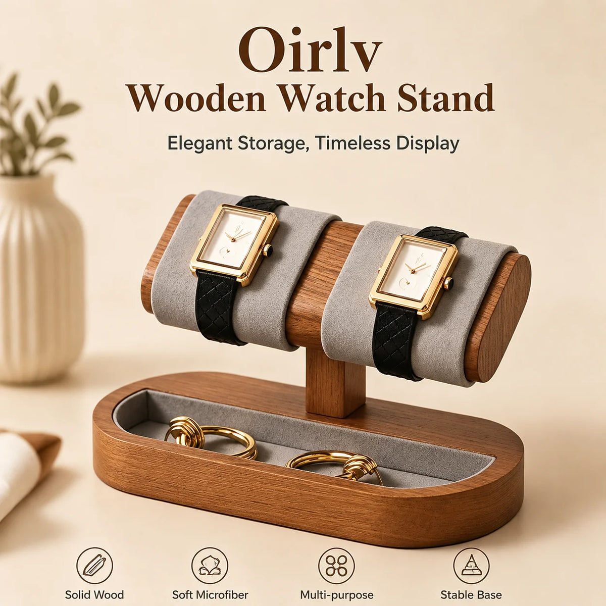 Oirlv Wooden Watch Display Stand Jewelry Organizer Rack
