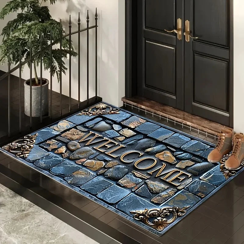 Welcome Flannel Bottom Carpet For Living Room Entryway Mat