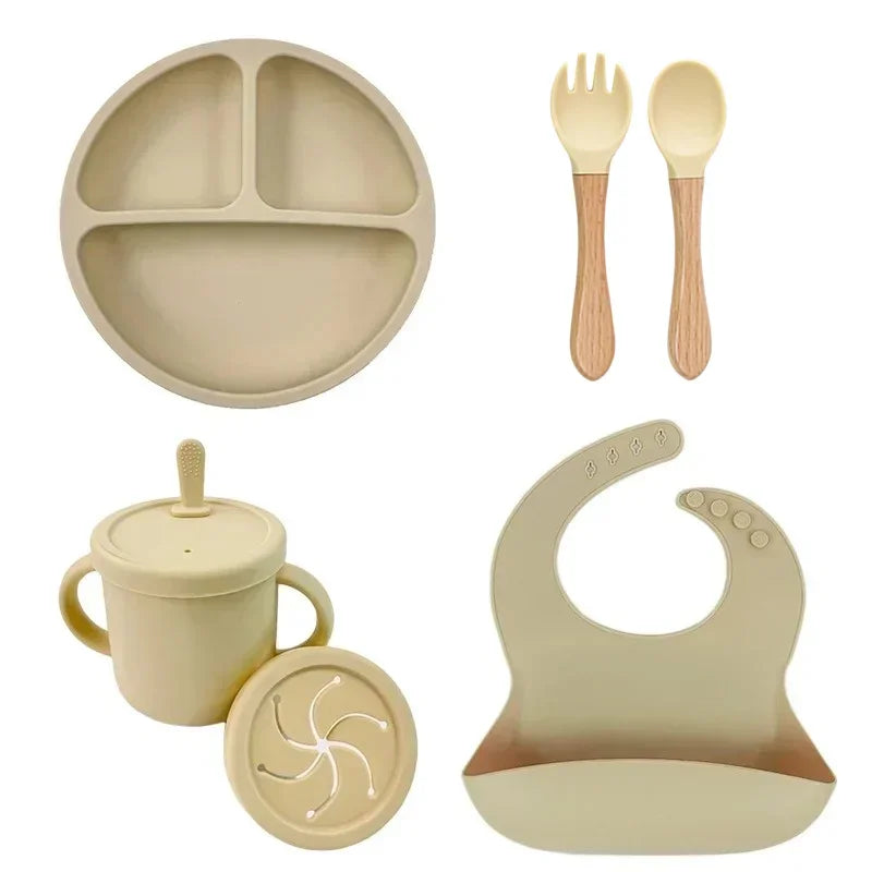 Premium Silicone Baby Dish Set With Suction Bowl And Utensils