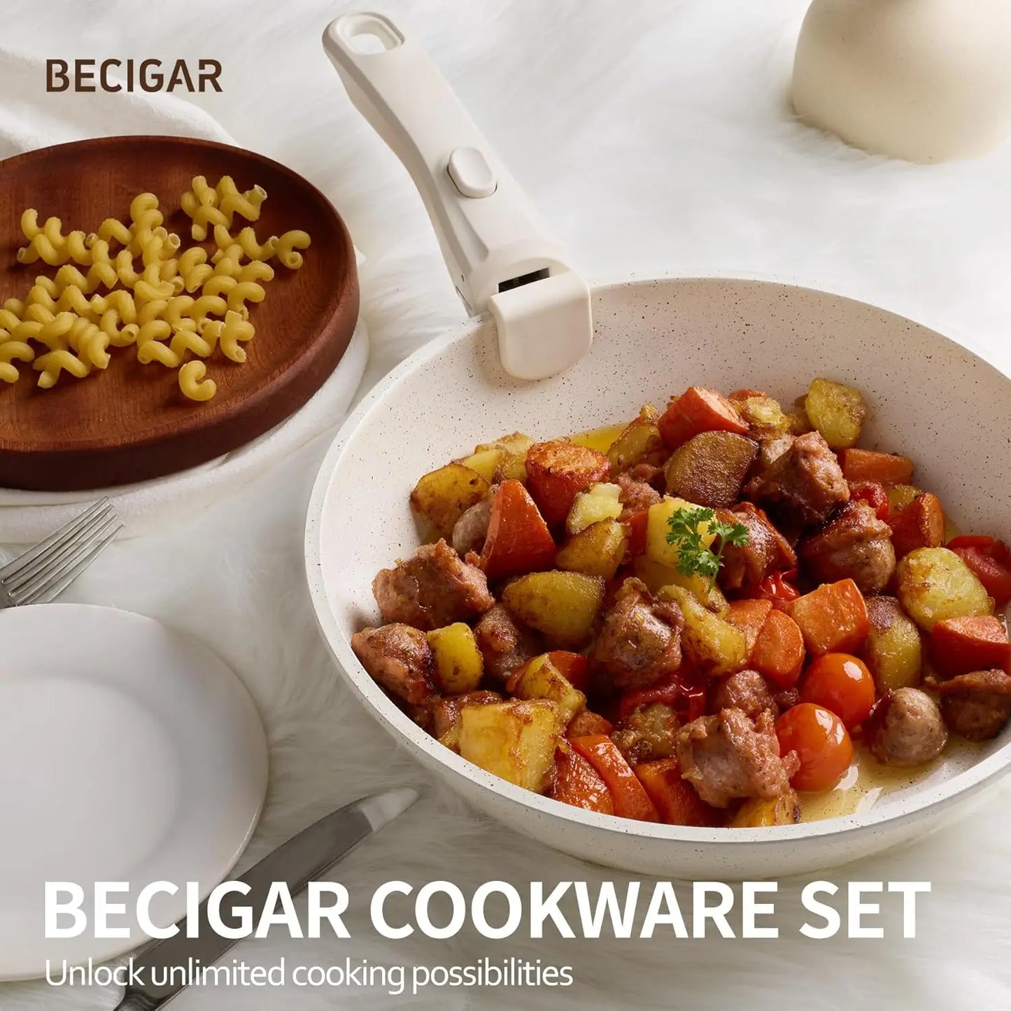 Ceramic Nonstick Cookware Set With Removable Handles