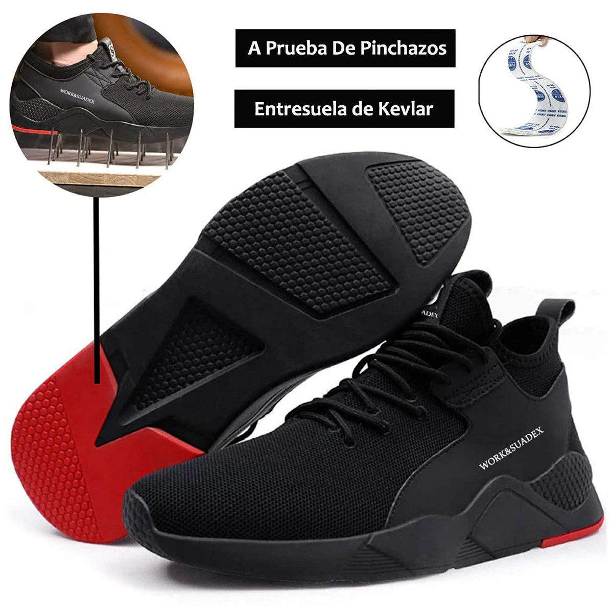 SUADEX Men Work Safety Shoes Steel Toe Cap Anti Smashing