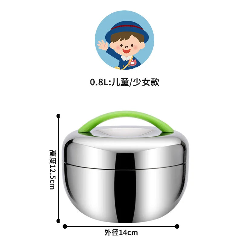 Portable Stainless Steel Insulated Lunch Box Bento 800ml