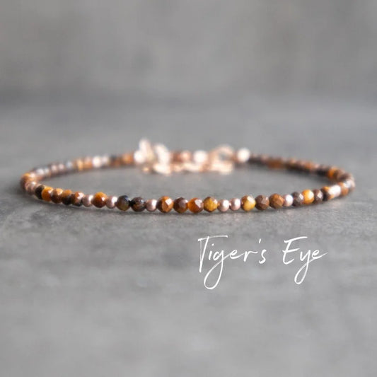 Tigers Eye Crystal Bracelet Dainty Healing Gemstone Jewelry