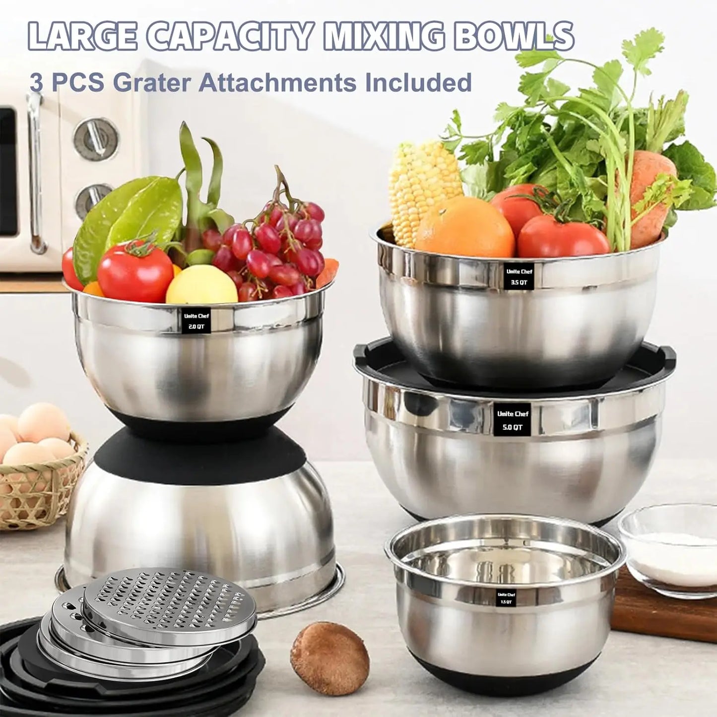 8 Piece Stainless Steel Mixing Bowls Set With Lids