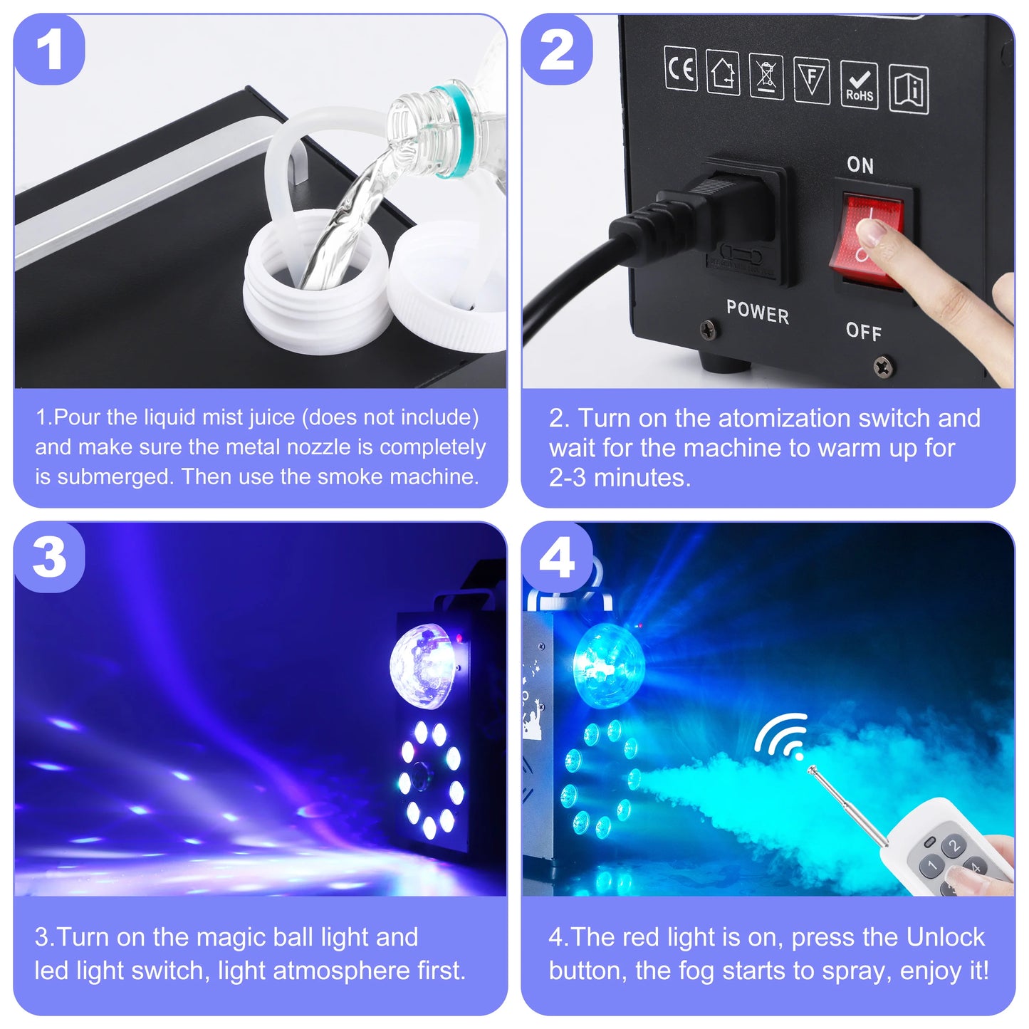 U'King 700W Wireless Fog Machine With LED RGB Lighting