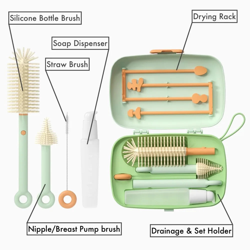 Baby Bottle Cleaning Kit With Retractable Silicone Brush