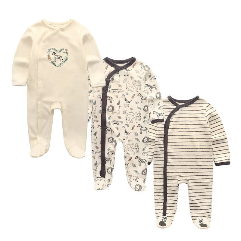 Three Piece Cotton Baby Romper Set Long Sleeve All Seasons