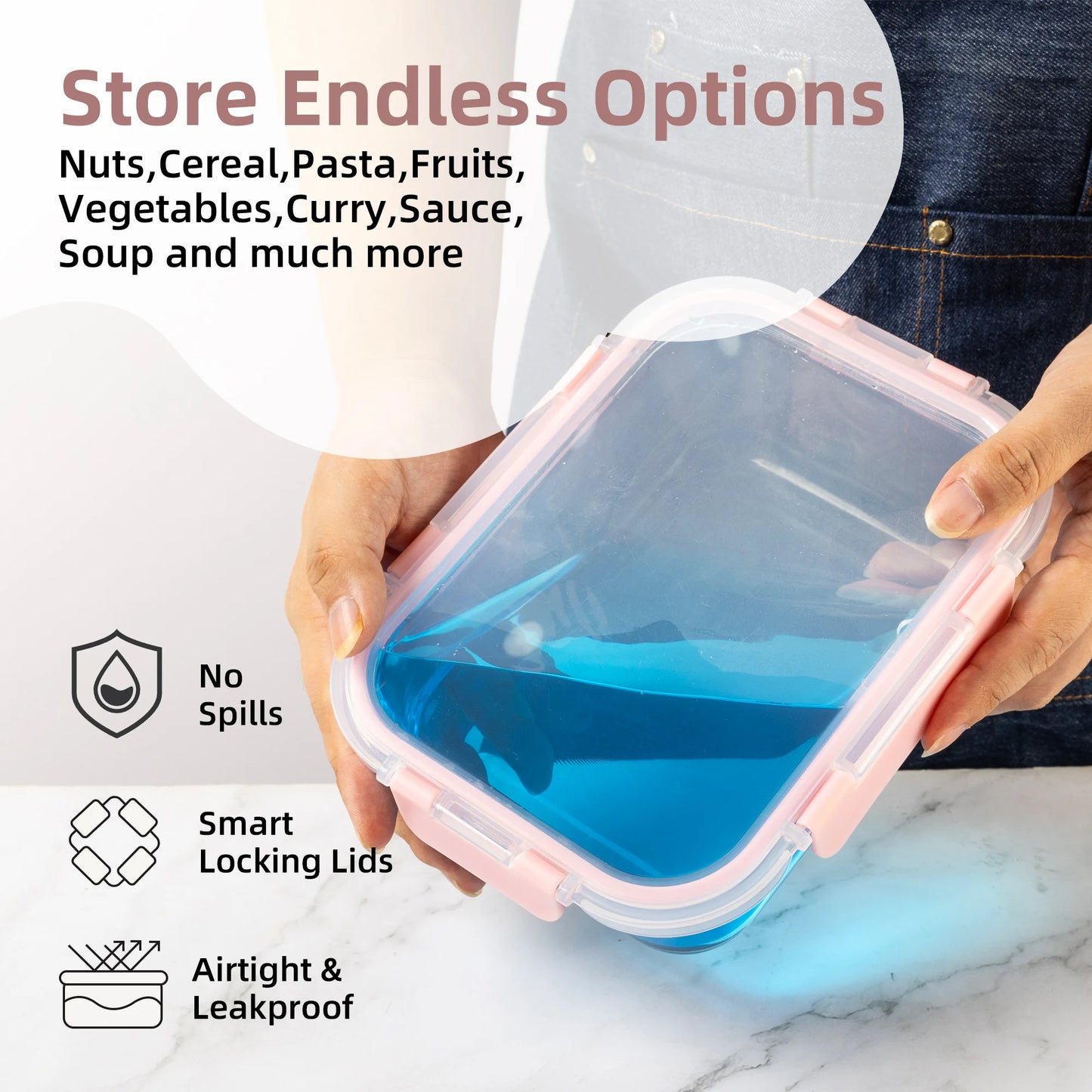 16 Piece Glass Food Storage Containers Set Leakproof And Airtight