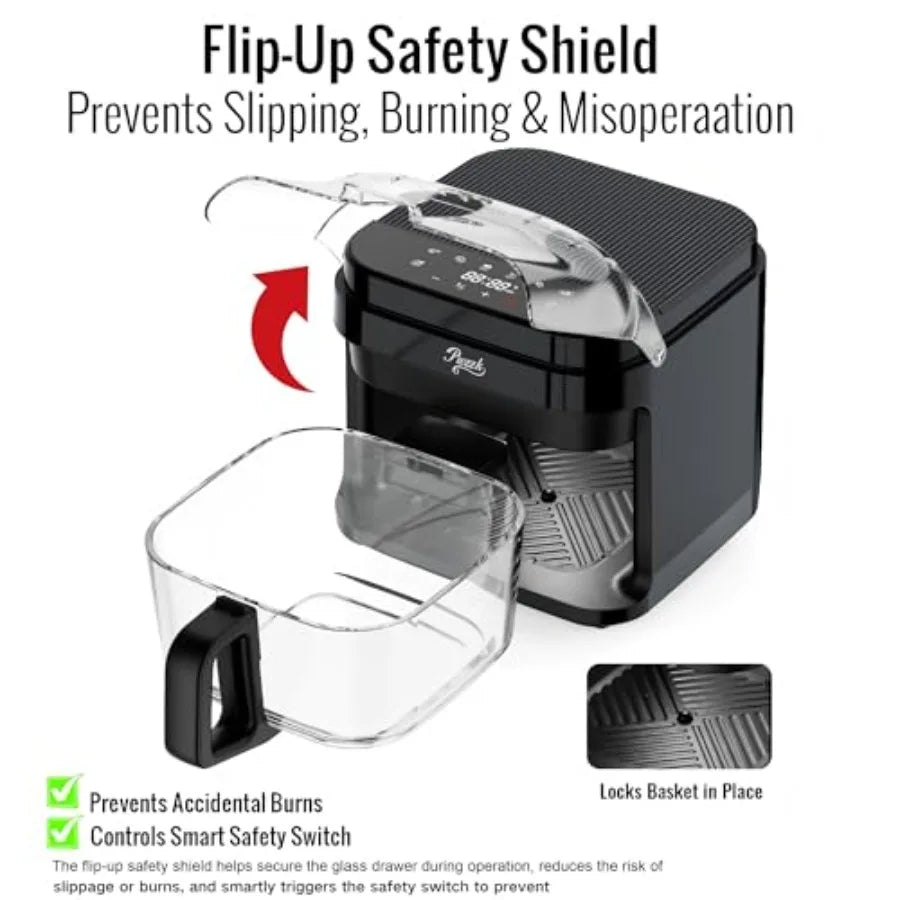 5 8QT Glass Air Fryer Non Toxic Basket Infrared Heating