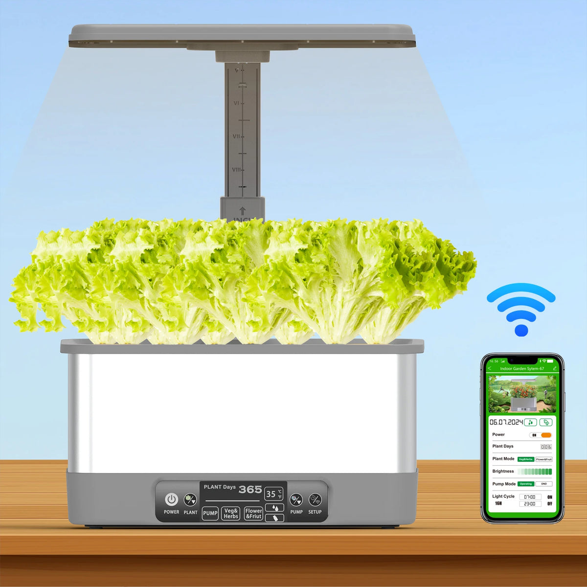 BHTNYOO WiFi Hydroponic Herb Garden Kit With LED Light