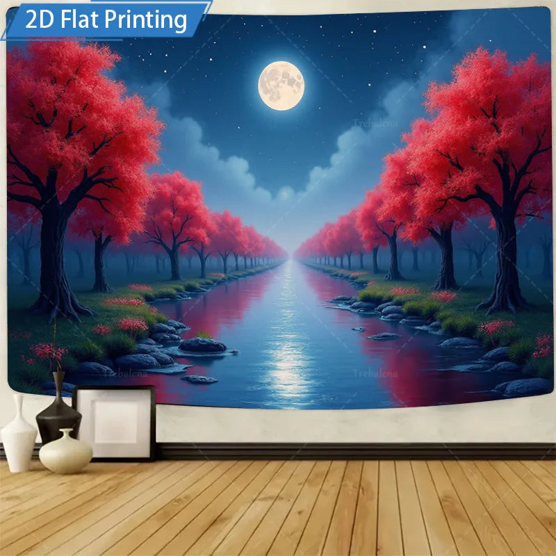 Stormy Mountain Cross Scene Tapestry Modern Spiritual Wall Art