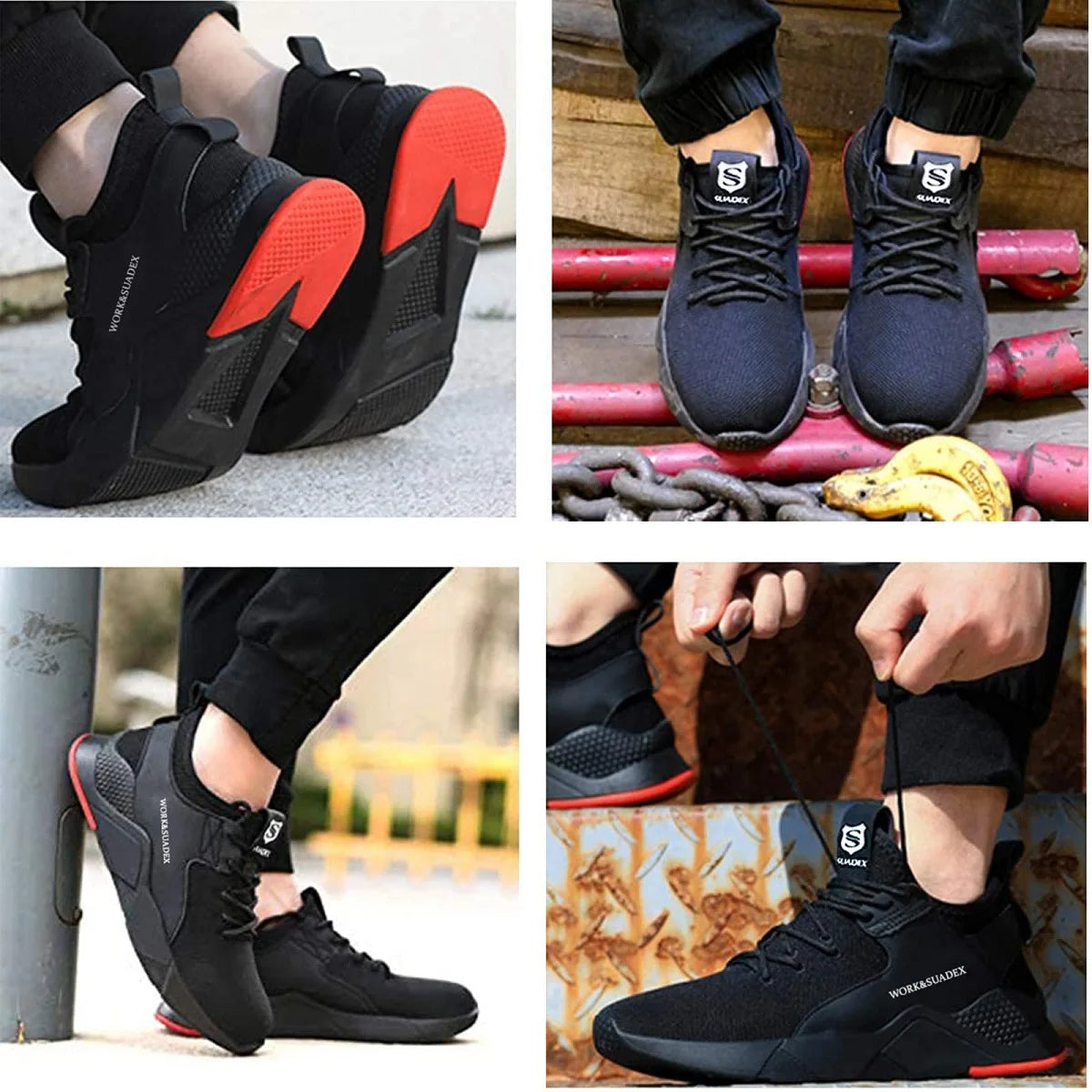SUADEX Men Work Safety Shoes Steel Toe Cap Anti Smashing