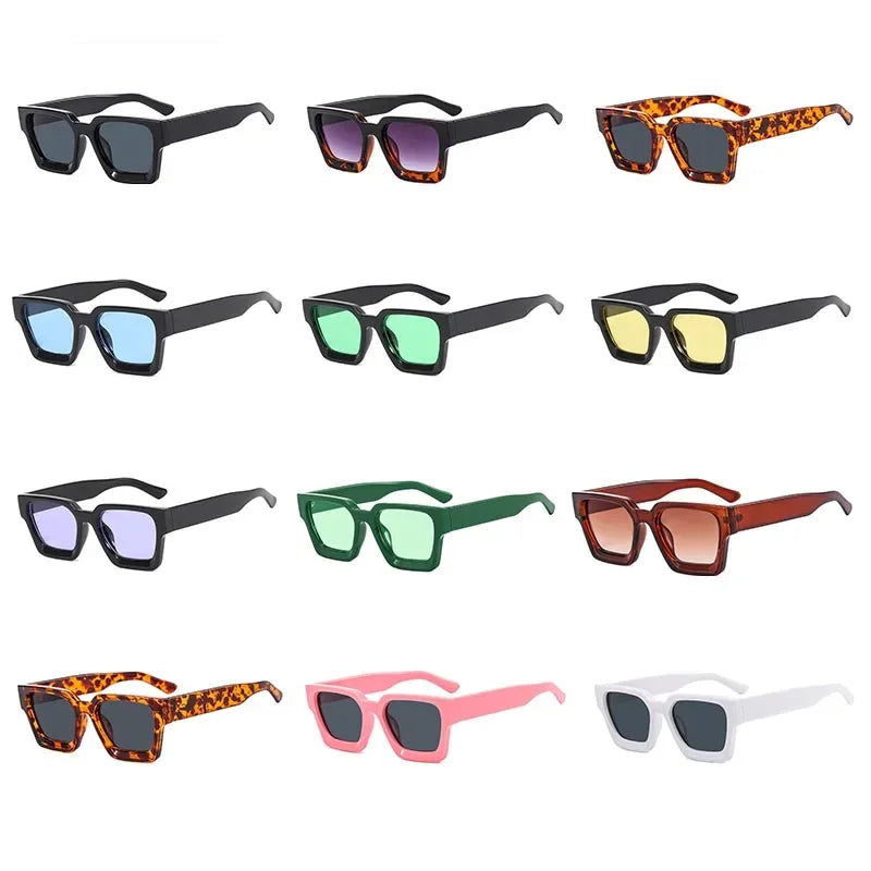 SHUKUI Square Vintage Sunglasses UV400 Women Fashion Eyewear