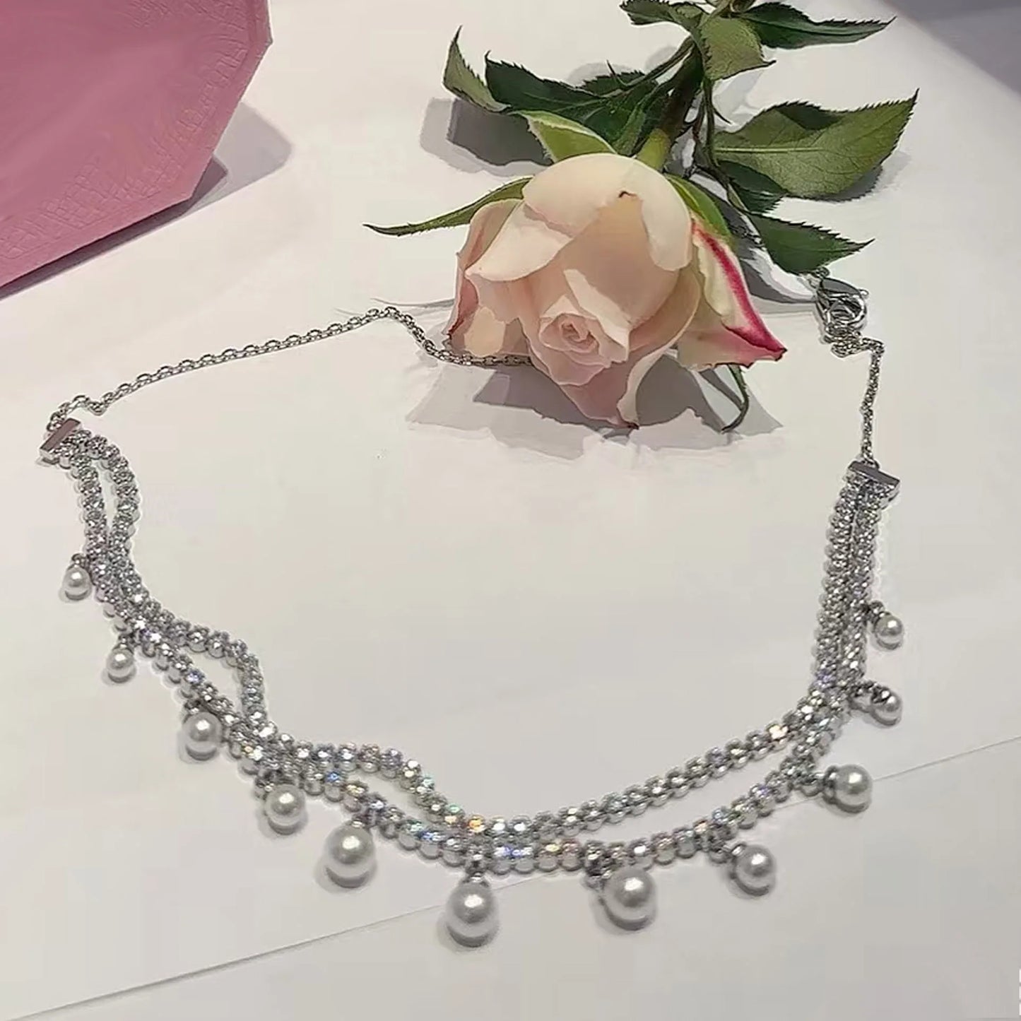 Crystal Heart Jewelry Set For Women Necklace Earrings Bracelet Ring