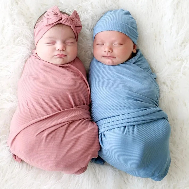 Solid Color Newborn Photography Blanket Headband Set
