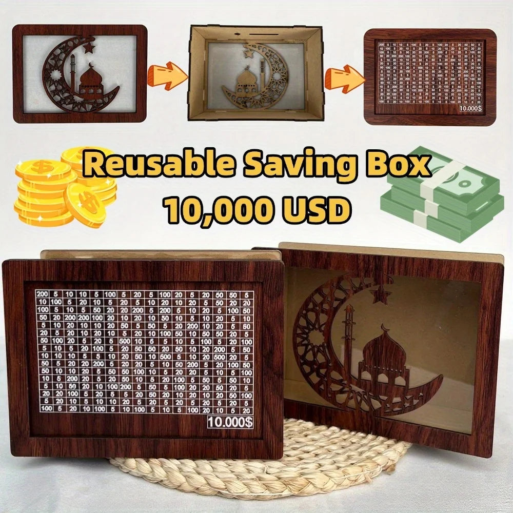 Halloween Wooden Money Bank With Savings Target And Number Tracker