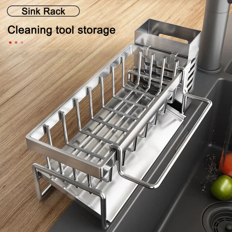 Sink Cleaning Tools Storage Rack Stainless Steel Drain Organizer For Kitchen