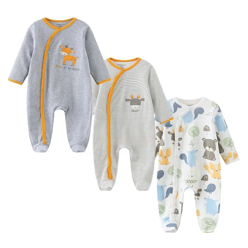 Three Piece Cotton Baby Romper Set Long Sleeve All Seasons
