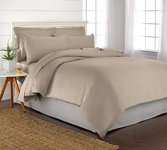 Organic Bamboo Viscose Duvet Cover Set ThreePiece Cooling