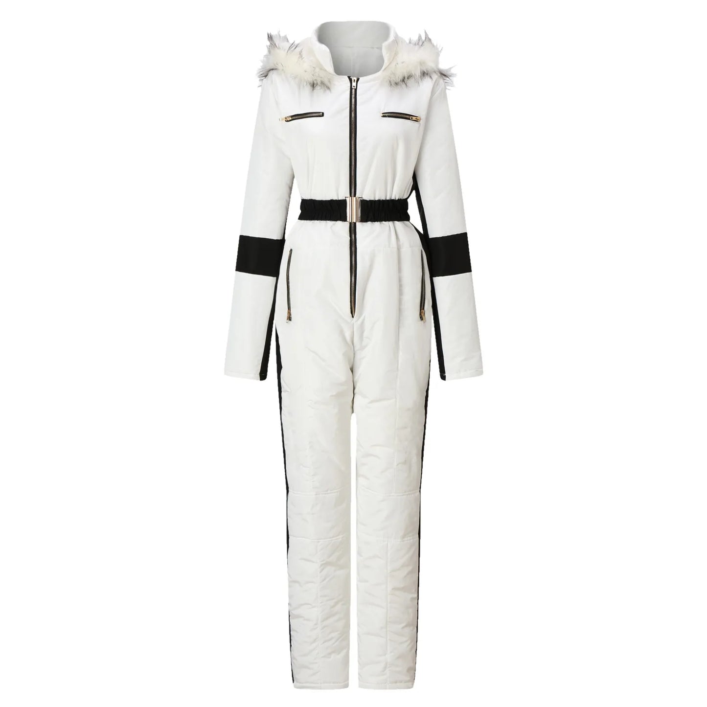 Women's Winter Outdoor Ski Snow Jacket Jumpsuit With Removable Hood