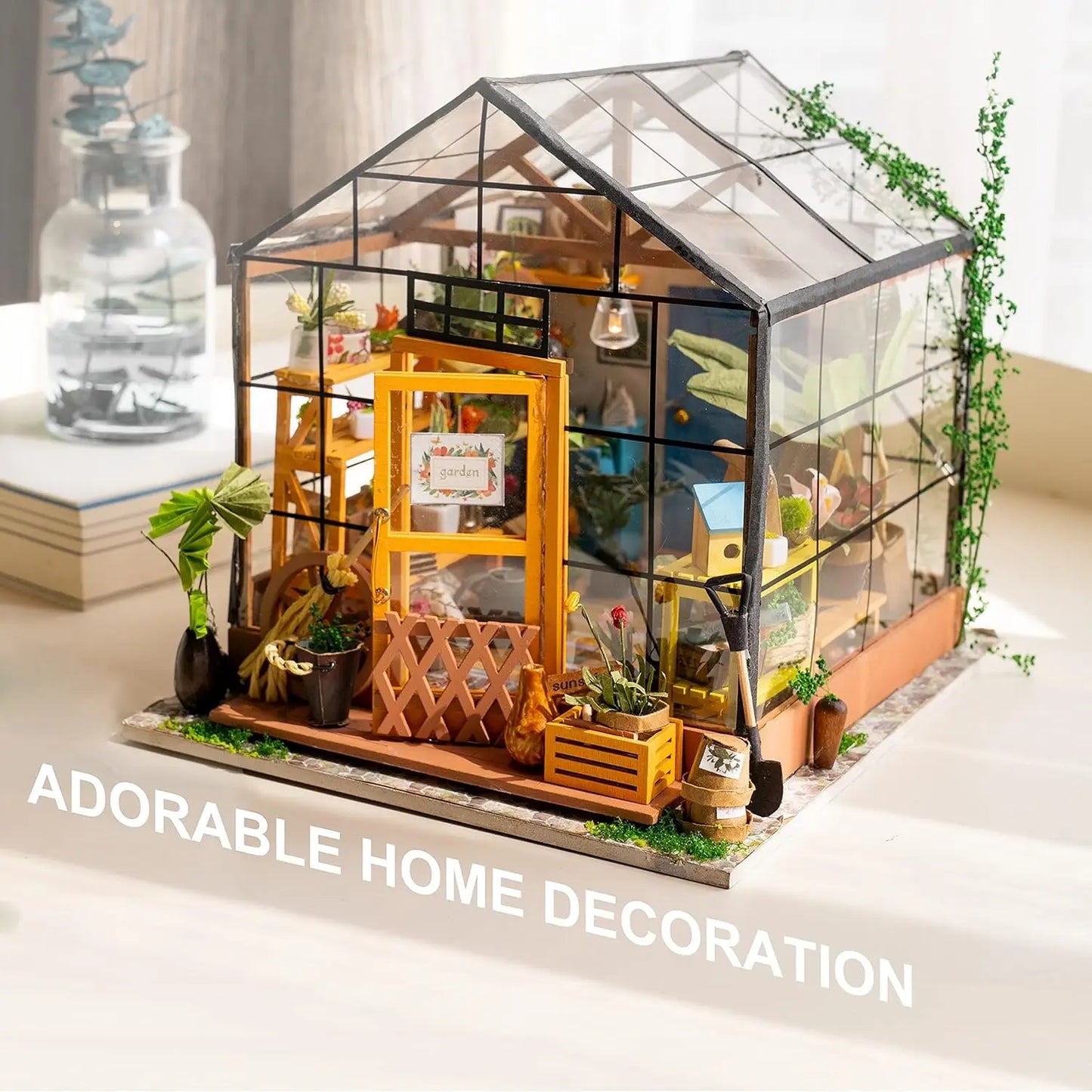 Robotime Cathy's Flower House DIY Dollhouse Kit With LED Lights