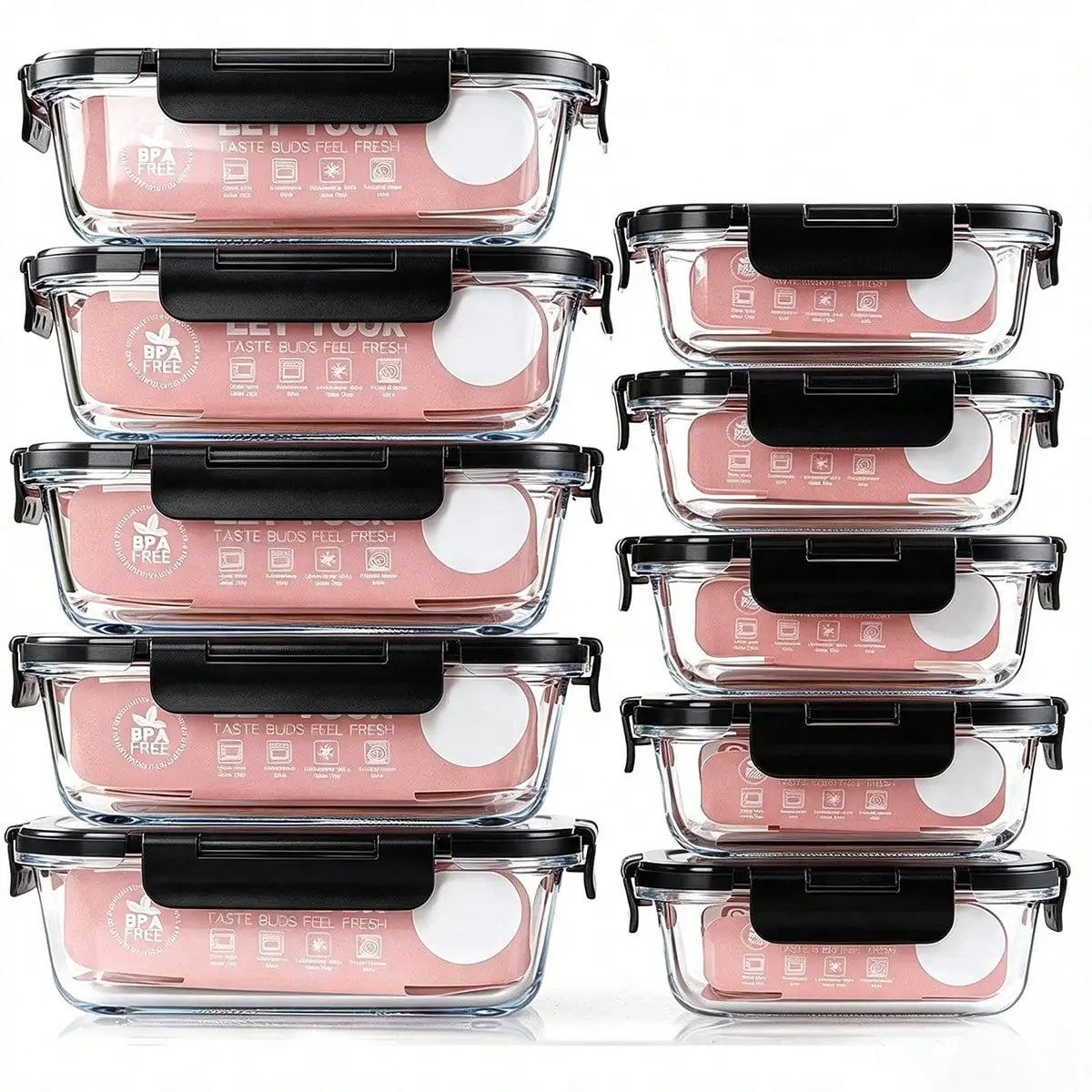 Glass Meal Prep Containers With Airtight Lids For Food Storage