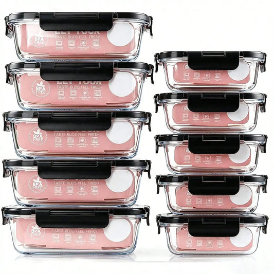 Glass Meal Prep Containers With Airtight Lids For Food Storage