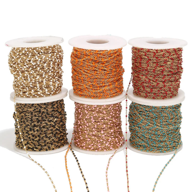 Touredbeads Stainless Steel Enamel Satellite Cable Link Chain