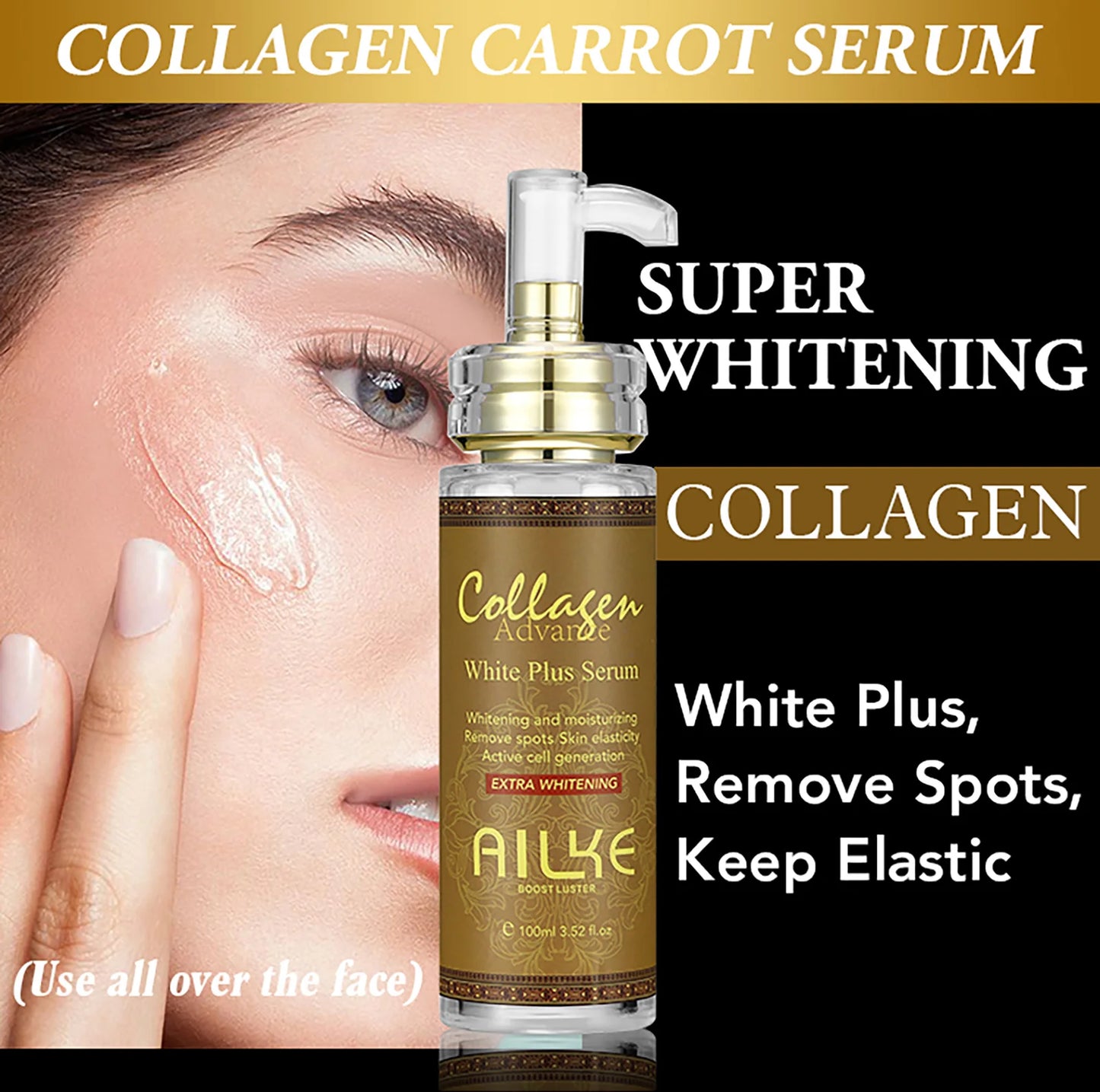 AILKE Collagen Whitening Kit, Skin Moisturizer, Hydration, Remove Dark Spots, Sun Spots, Freckles, Melanin, Even Skin Tone