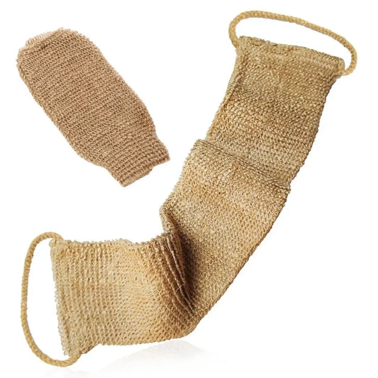 Hemp Back Scrubber Exfoliating Loofah Strap With Gloves
