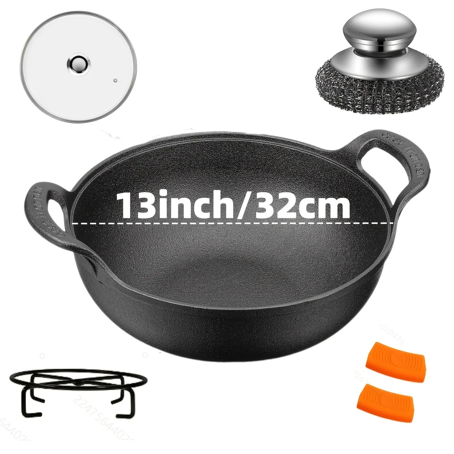 AEDG Cast Iron Skillet Set Pre-Seasoned Heavy-Duty Pans
