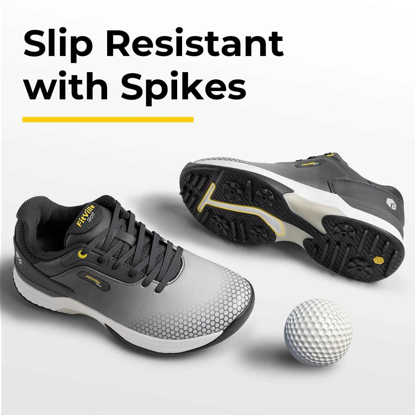 FitVille Wide Mens Golf Shoes Pickleball Non Slip Comfort For Sports