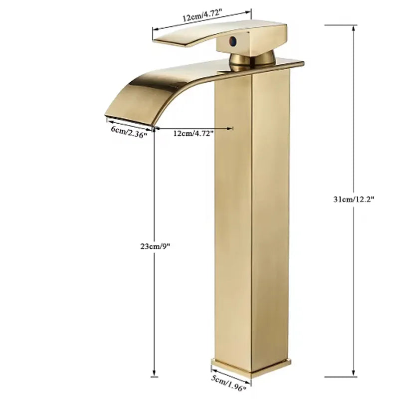 Stainless Steel Basin Faucet Waterfall Bathroom Deck Mount Single Lever