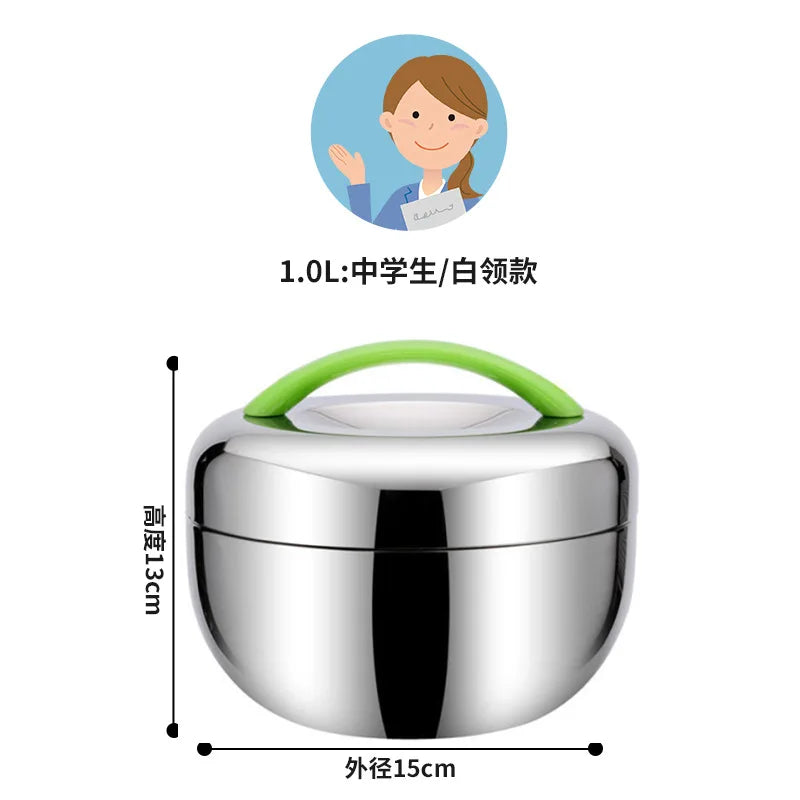 Portable Stainless Steel Insulated Lunch Box Bento 800ml
